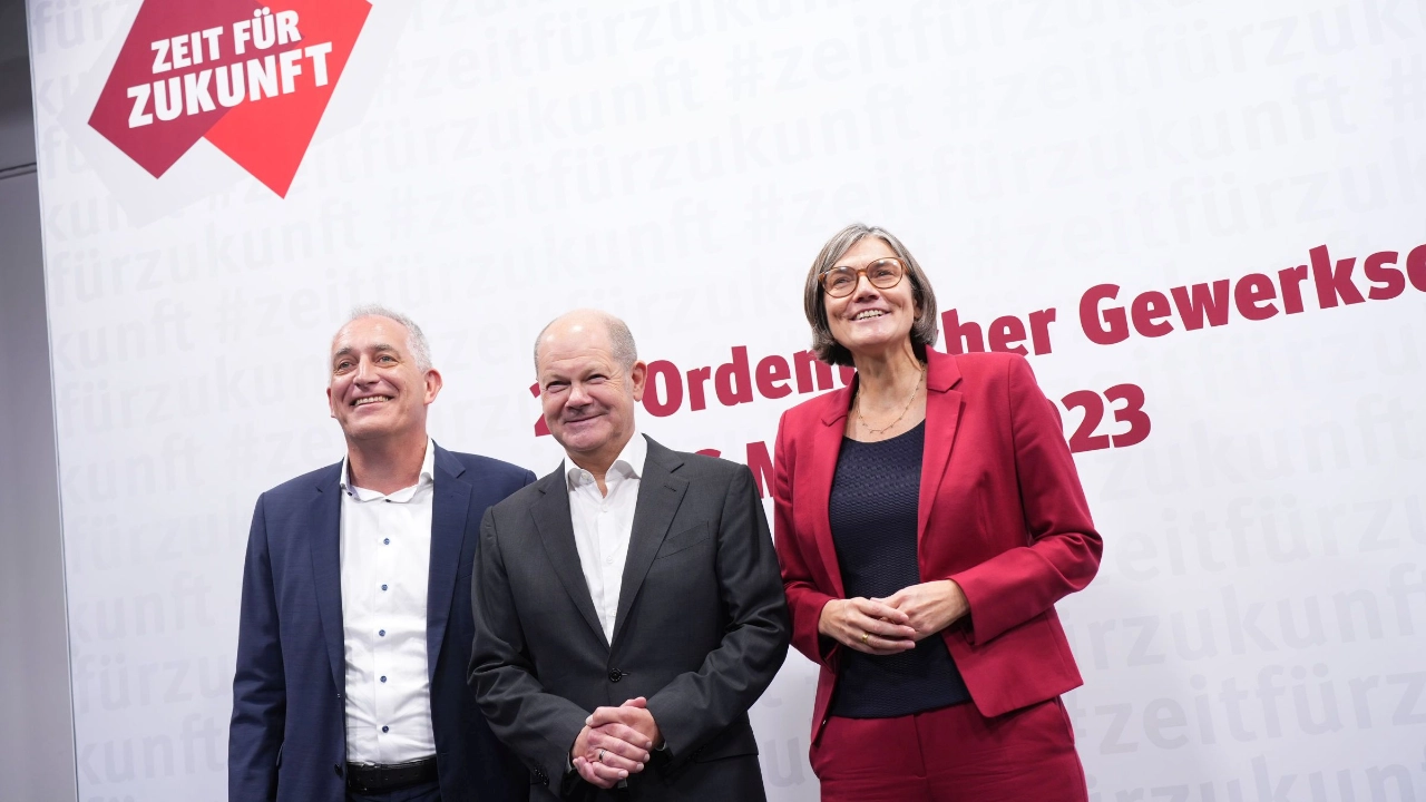 Bundeskanzler Olaf Scholz auf dem 25. Ordentlichen Gewerkschaftstag der IG Metall in Frankfurt.
