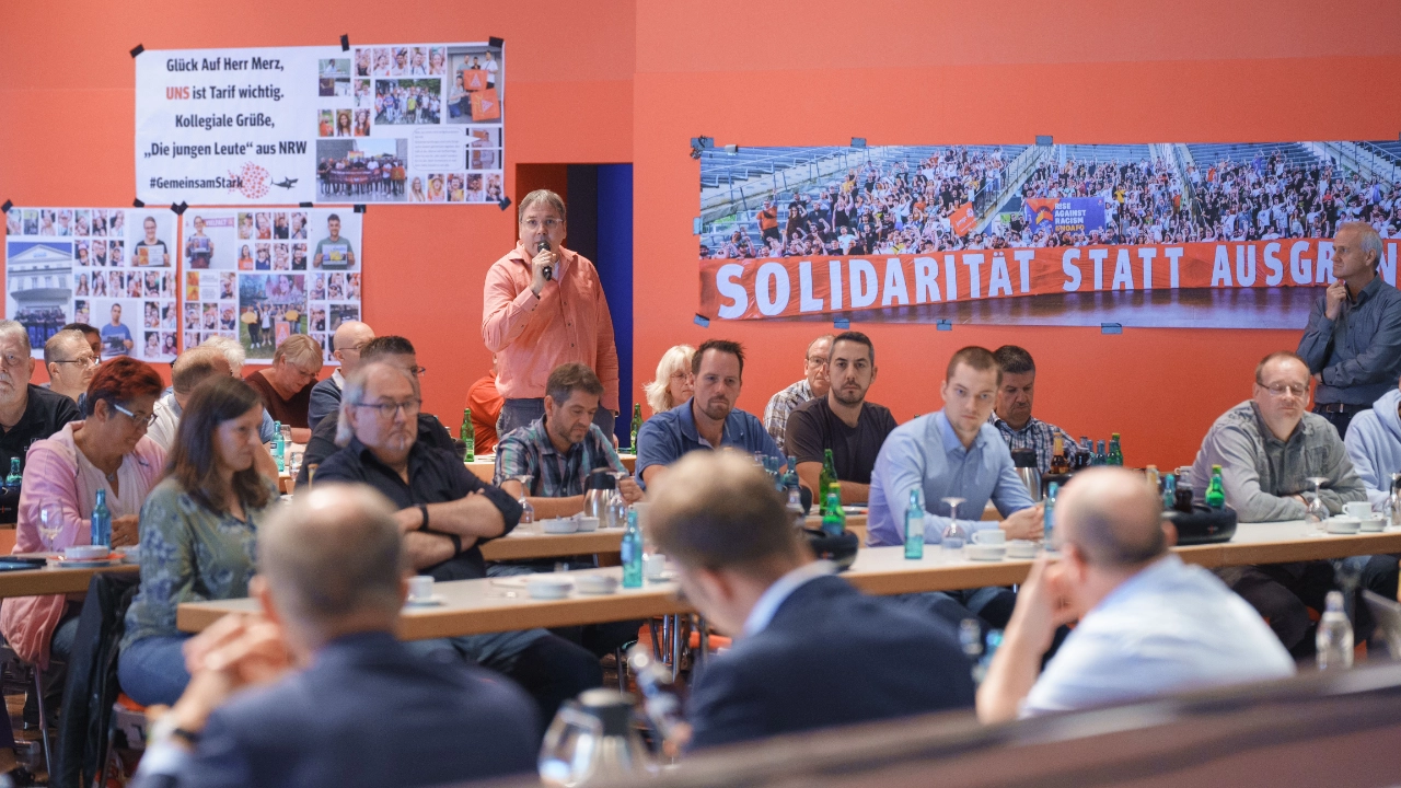 Impressionen der Gremienkonferenz mit Friedrich Merz. IG Metall Olpe in der Stadthalle Attendorn