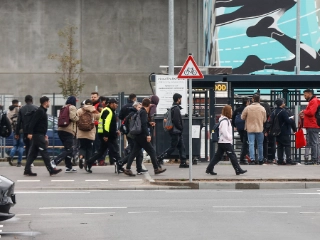 Blitz-Aktion der IG Metall bei Tesla im Oktober 2023