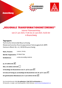 Anmeldeformular Workshop ATLAS